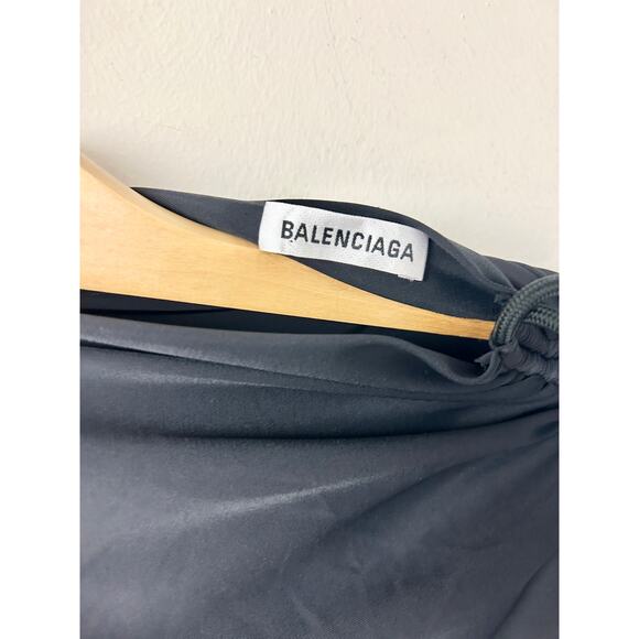 Balenciaga's Long Sleeve Ruched Bodycon Mini Dress Matte Black Women's 34 / US 2 - Picture 3 of 6